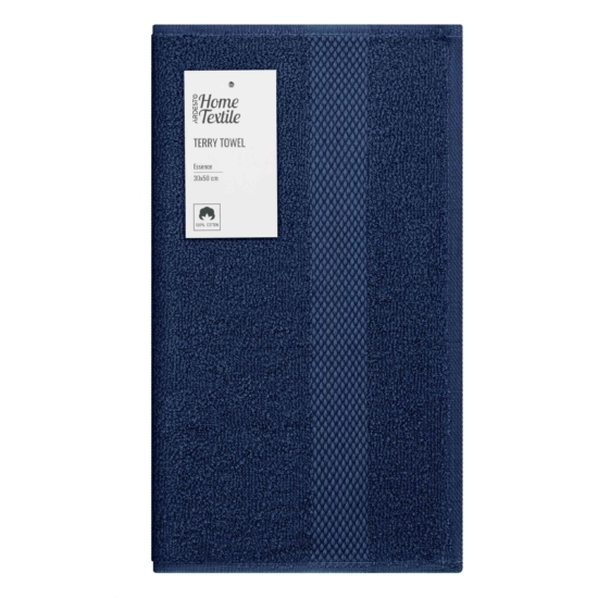 Рушник махровий Ardesto Essence 30х50см, 100% бавовна, синій темний