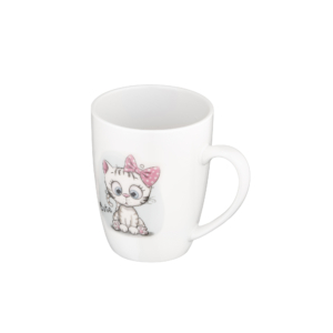 Ardesto Mug with spoon Cute, 320ml, new bone china, stainless steel, white