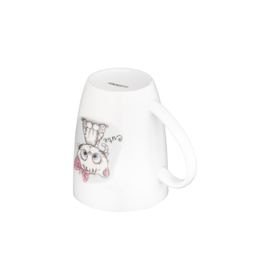 Ardesto Mug with spoon Cute, 320ml, new bone china, stainless steel, white