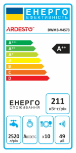 Посудомоечная машина ARDESTO встраиваемая, 10компл., А++, 45см, дисплей, 3я корзина, белый