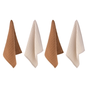 Ardesto Kitchen towel set Pique 30x30cm, 4pcs, 100% cotton, milk, brown