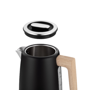 Електрочайник Ardesto Wood Modern, 1.7л, метал, мат, Strix, чорний