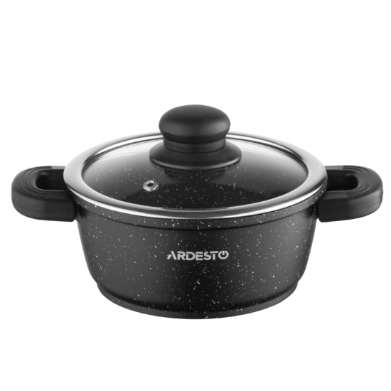 Кастрюля со стеклянной крышкой Ardesto Gemini Anzio, 1.2л, алюминий, черный