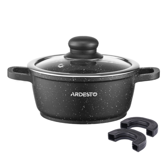 Кастрюля со стеклянной крышкой Ardesto Gemini Anzio, 1.2л, алюминий, черный