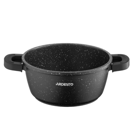 Ardesto Casserole with glass lid Gemini Anzio, 1.8l, aluminium, black