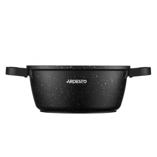Ardesto Casserole with glass lid Gemini Anzio, 1.8l, aluminium, black