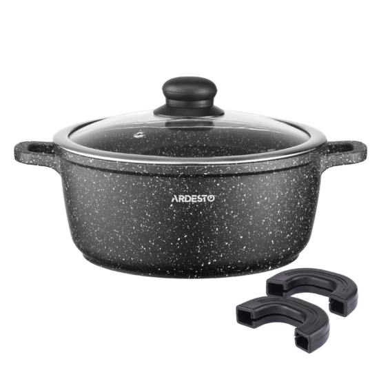 Каструля зі скляною кришкою Ardesto Gemini Anzio, 5л, алюміній, чорний
