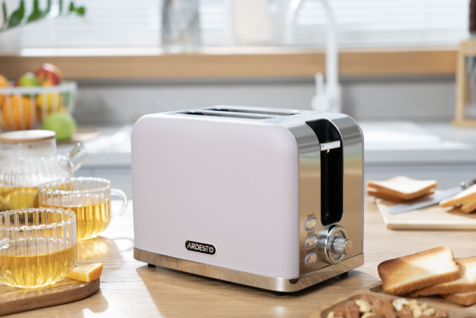 Ardesto toaster Lilac Dream, 800W, metal, 2 slots, purple+silver