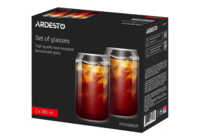 Набор стаканов Ardesto Jar, 380мл, 2шт, боросиликатное стекло, прозрачный