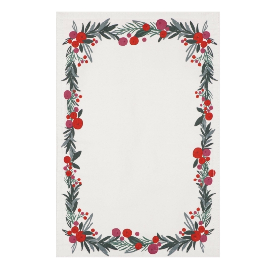 Салфетка сервировочная Ardesto Christmas Happy Holidays 30х45см, 90% полиэстер, 10% хлопок, белый венок