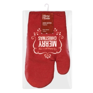 Ardesto Christmas Oven mitten Happy Holidays 17х28cm, 90% polyester, 10% cotton, red