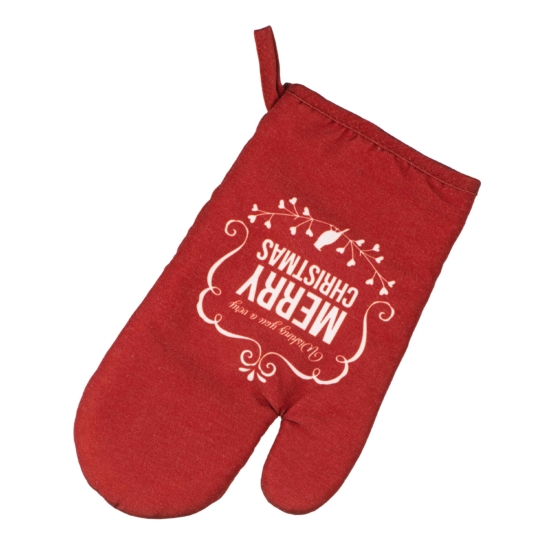 Ardesto Christmas Oven mitten Happy Holidays 17х28cm, 90% polyester, 10% cotton, red