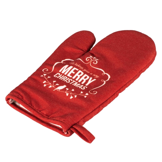 Ardesto Christmas Oven mitten Happy Holidays 17х28cm, 90% polyester, 10% cotton, red