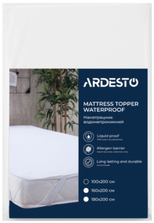 Наматрацник водонепроникний Ardesto Sleepwell 100х200см, 80% бавовна, 20% поліуретан, білий