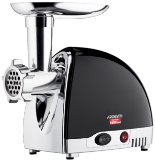 Ardesto meat grinder, 1800W, 2kg/min, 3 cutting plates, sausages nozzle, 4 vegetable slicer, plastik, black-silver