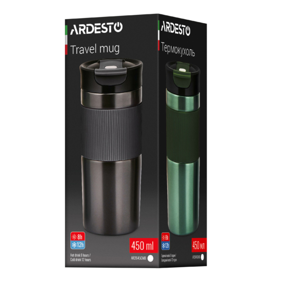 Ardesto Travel mug Comfort 450ml, stainless steel, black