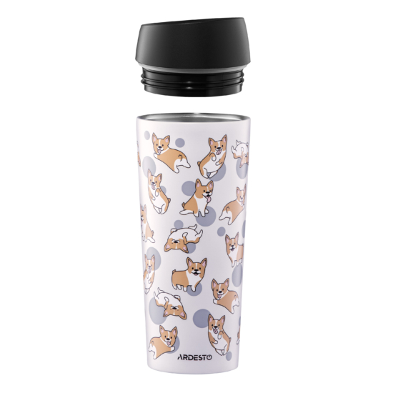 Термочашка Ardesto Coffee Time Corgi 450мл, нержавеющая сталь, серый