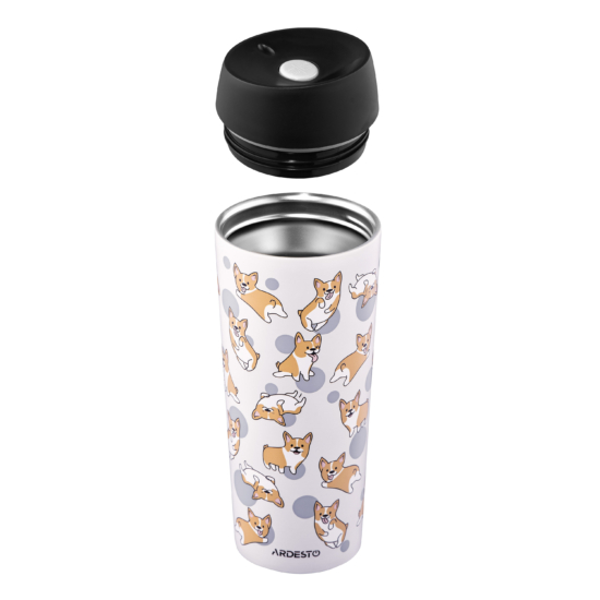 Термочашка Ardesto Coffee Time Corgi 450мл, нержавеющая сталь, серый