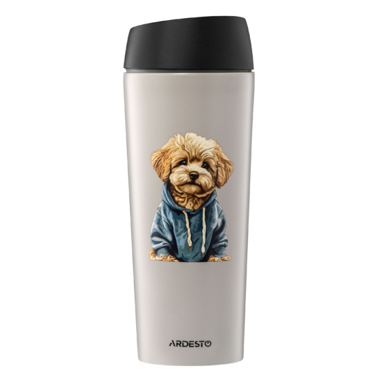 Ardesto Travel mug Coffee Time Maltipoo 450ml, stainless steel, beige