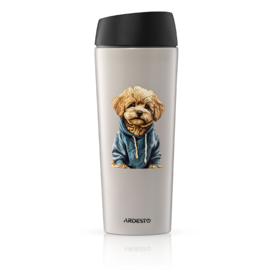 Ardesto Travel mug Coffee Time Maltipoo 450ml, stainless steel, beige