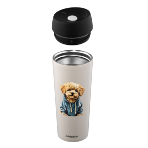 Ardesto Travel mug Coffee Time Maltipoo 450ml, stainless steel, beige