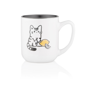 Ardesto Mug Cat, 380ml, ceramic, white-gray