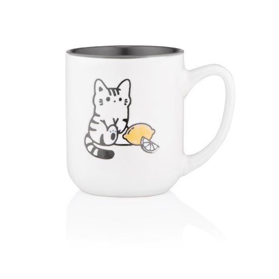 Ardesto Mug Cat, 380ml, ceramic, white-gray