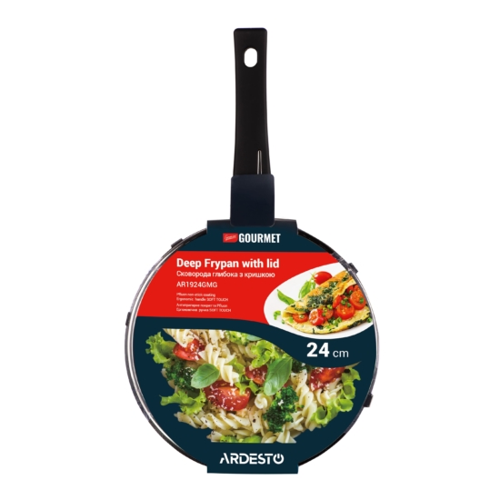 Ardesto Open Deep Frypan with lid Gemini Gourmet Andria, 24cm, aluminium, black