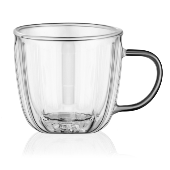 Ardesto Double wall mug set with handles 450ml, 2pcs, borosilicate glass, transparent