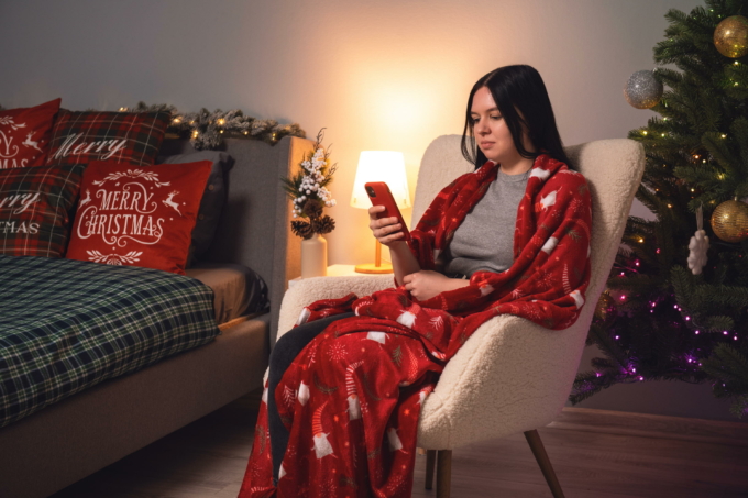 Плед Ardesto Christmas Flannel, 160х200см, 100% полиэстер, гномы