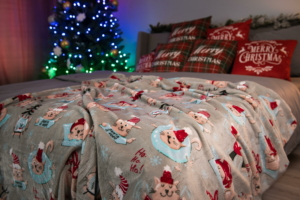 Плед Ardesto Christmas Flannel 160х200см, 100% поліестер, різдвяні котики