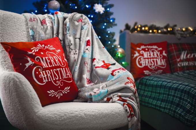 Плед Ardesto Christmas Flannel 160х200см, 100% поліестер, різдвяні котики