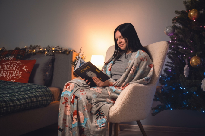 Плед Ardesto Christmas Flannel 160х200см, 100% поліестер, різдвяні котики