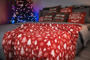 Ardesto Christmas Fleece blanket 130x160cm, 100% polyester, snow flake tree