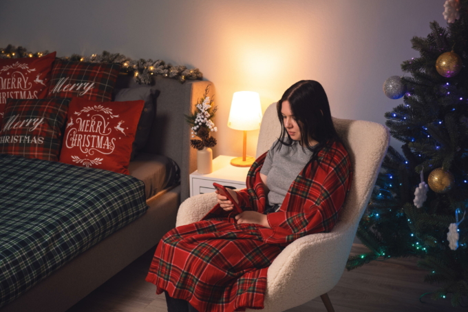 Плед Ardesto Christmas Fleece 130×160см, 100% поліестер, клітинка, червоний