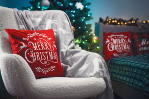 Подушка декор. Ardesto Christmas Happy Holidays 45х45см, 100% поліестер, червоний