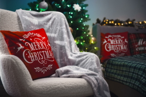 Подушка декор. Ardesto Christmas Happy Holidays 45х45см, 100% поліестер, червоний