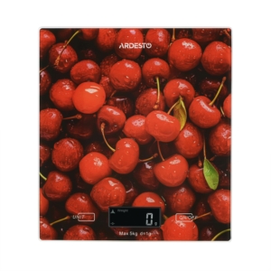 Весы Ardesto кухонные CHERRY, 5кг, AAAx2 в компл, стекло, многоцветный
