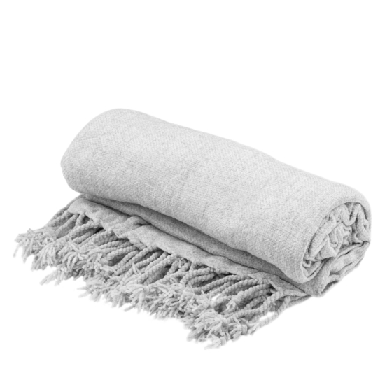 Плед Ardesto Chenille 140х190см, 100% поліестер, сірий світлий