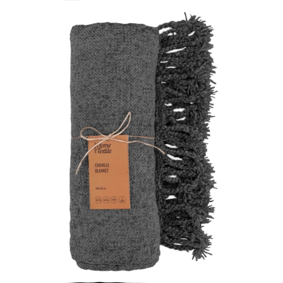Плед Ardesto Chenille 140х190см, 100% полиэстер, серый темный