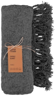 Плед Ardesto Chenille 140х190см, 100% поліестер, сірий темний