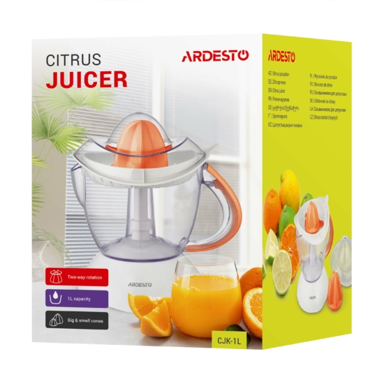 ARDESTO Соковижималка CJK-1L цитрус-прес, 25Вт, чаша-1л, пластик, білий