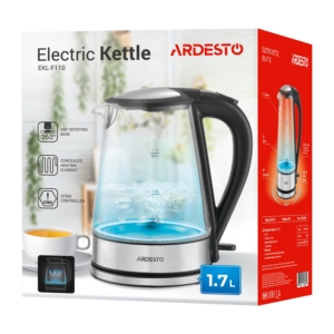 Електрочайник Ardesto 1.7л, Strix, скло, чорний