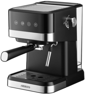 Кофеварка Ardesto рожковая Steel Collection 1.5л, молотый, ручной капучинатор, сенсорное управление, черно-серебристый