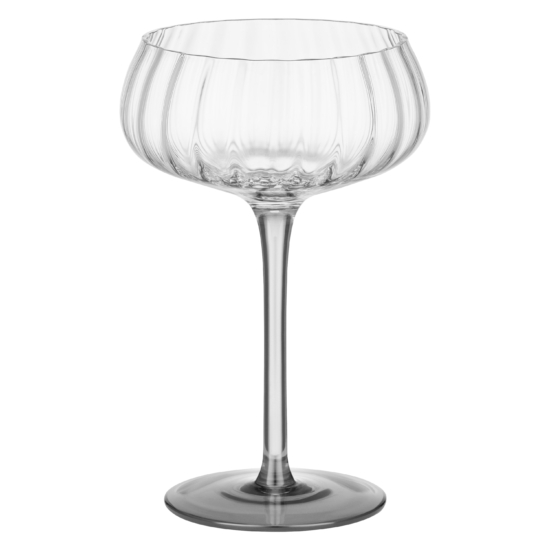 ARDESTO Champagne glasses set Black Mars Orion 200ml, 2pcs, glass, transparent-grey