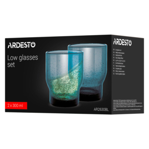 Набір склянок низьких Ardesto Bubble 300мл, 2шт, скло, синій