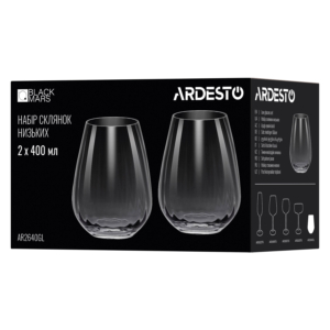 Набор стаканов низких Ardesto Black Mars Orion 400мл, 2шт, стекло, серый