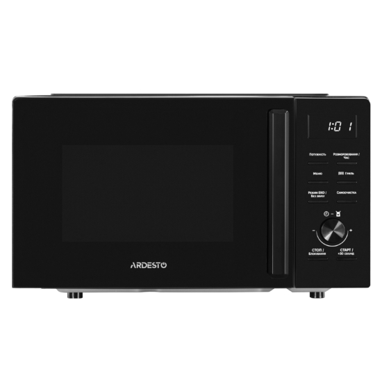 Микроволновая печь ARDESTO, 20л, электр. управл., 800Вт, гриль, дисплей, откр.ручкой, черный