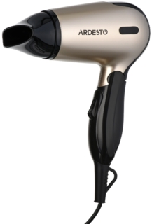 Фен Ardesto  Gemini HD-503T дорожній, 1200 Вт, складана ручка, 2 швидкості, 2 темпер. режими, золотисто-чорний