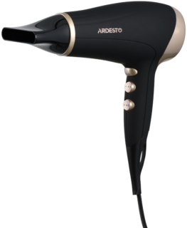 Фен Ardesto  Gemini HD-522, 1800-2200Вт, 2 швидкості, 3 темпер. режими , функція Cool Shot, чорний